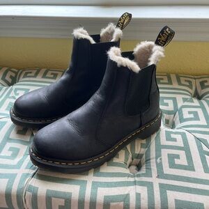 Dr. Martens Black Fur-Lined Chelsea Boots